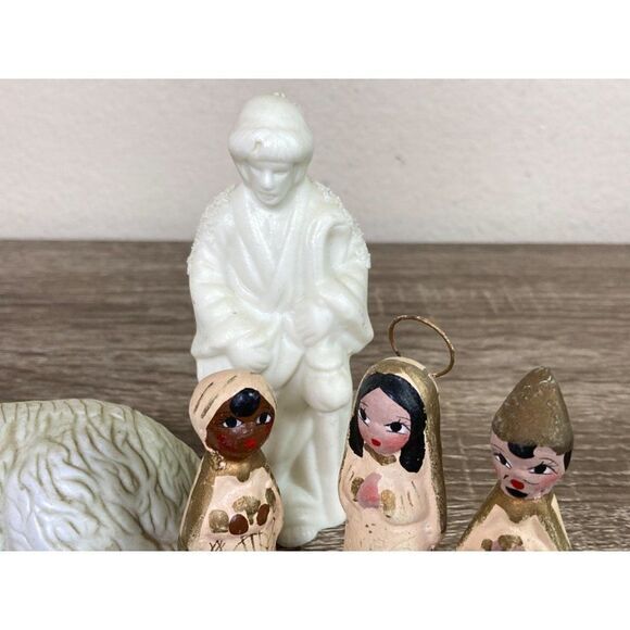 Vintage Mixed Nativity Set Porcelain & Clay Figures Japan Latin Folk Art 1950s - Picture 3 of 10